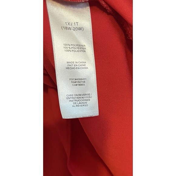 Signature Collection Shirt Sleeveless Hi-low Ruffle Hem Red Blouse Women’s 1X - Picture 4 of 10